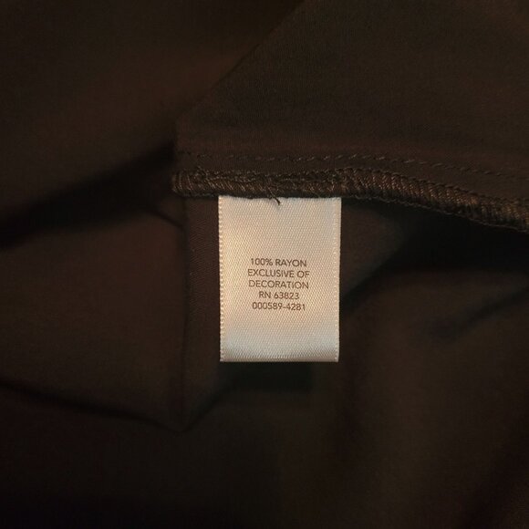 CJ Banks Top 2X Gauzy Braided Detail Tassel Tie Notched Neck Pleated Black NWT - Picture 4 of 7